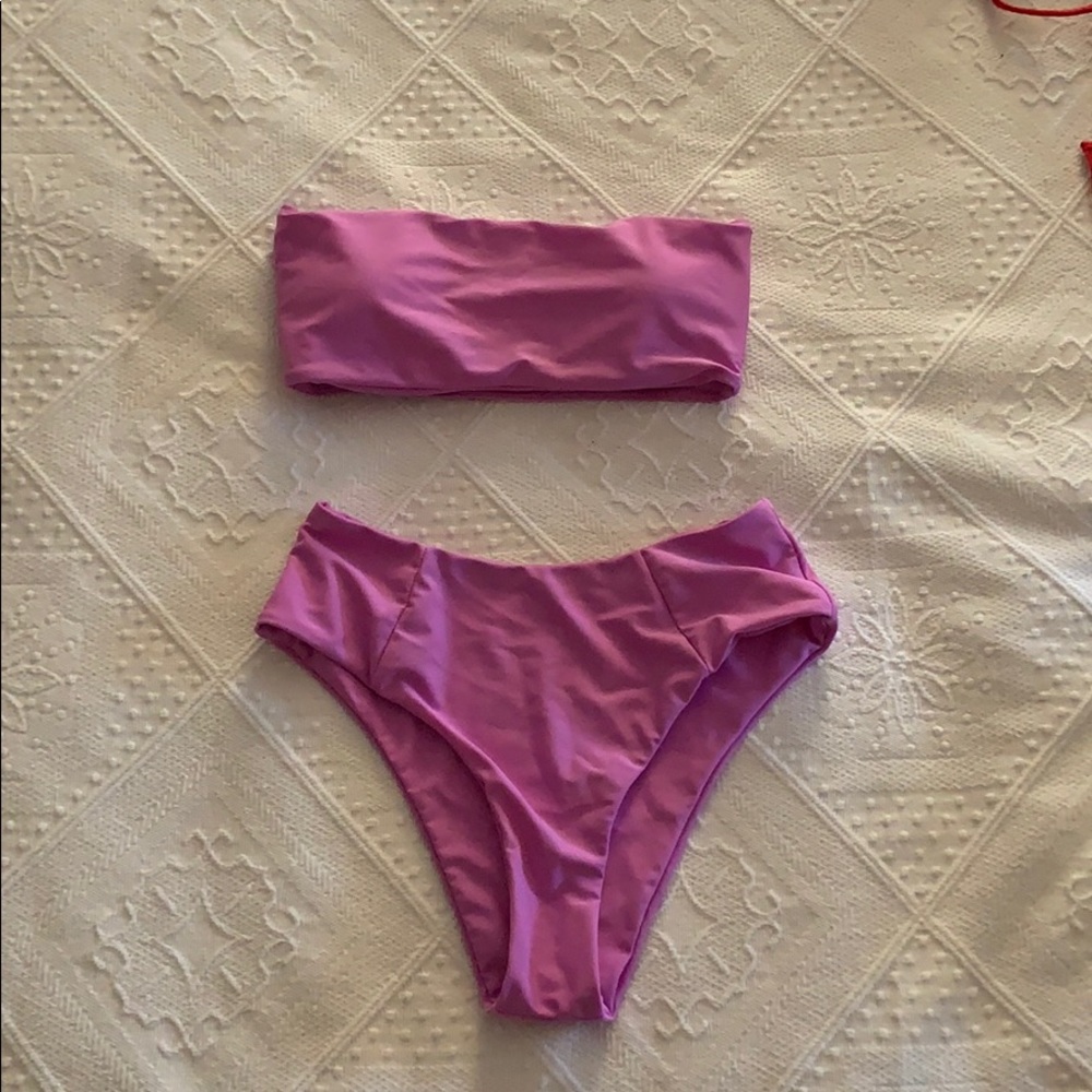 High Waisted Bandeau Bathing Suit